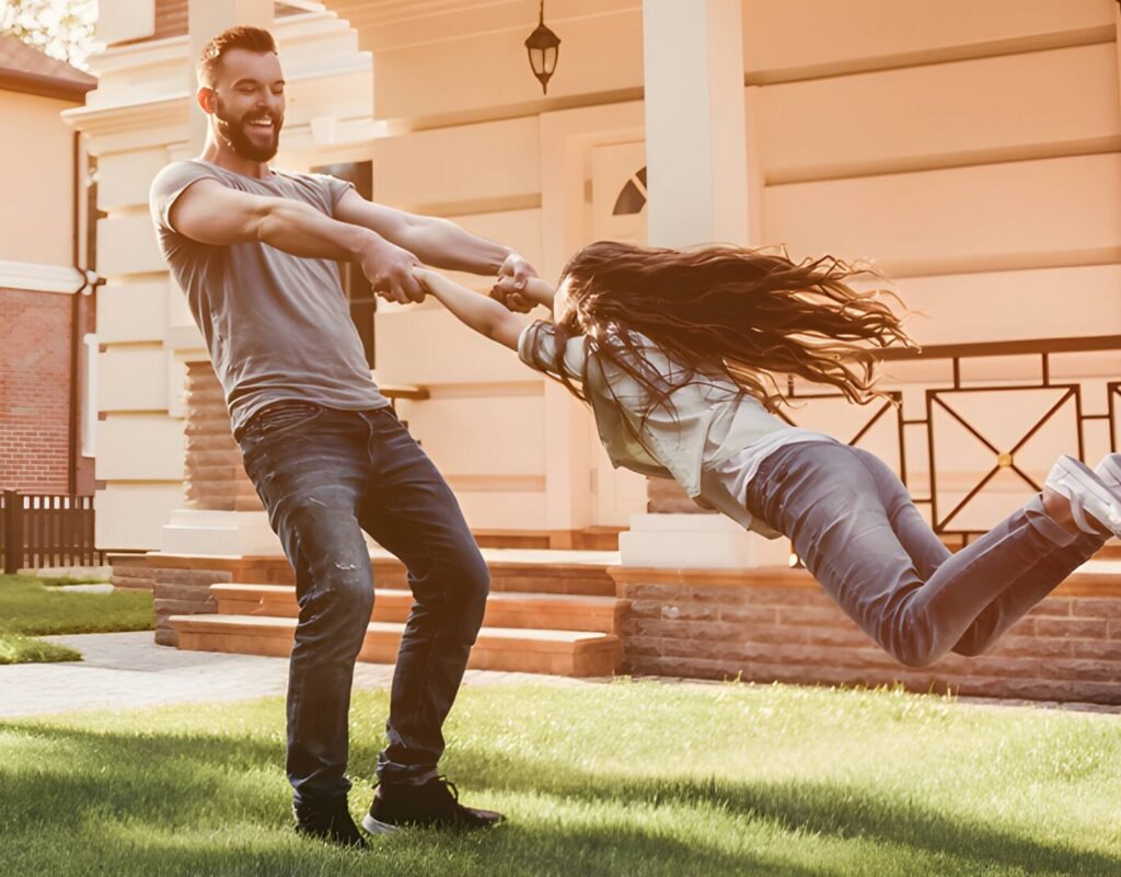 Handsome man spending time with his cute little daughter.